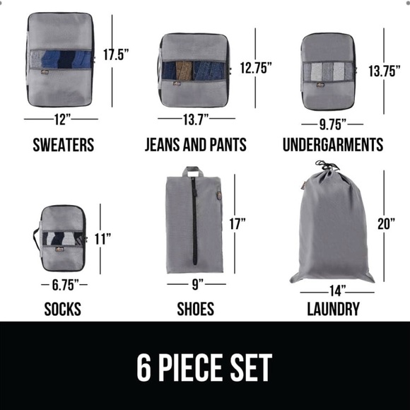 Gorilla Grip 6 piece set travel Packing Cubes - Picture 10 of 16